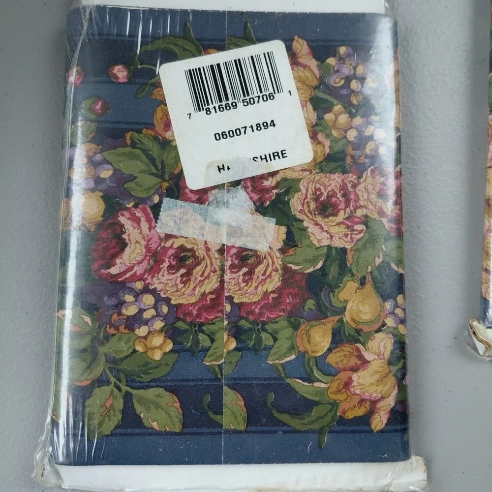 2 Wallpaper Border Blue Floral ENGLISH FLORALS Cabbage‎ Rose Country French VTG